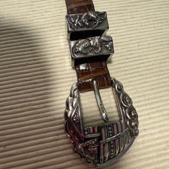 Vintage Brighton Noah’s Ark Brown Silver Belt with Ornate Buckle